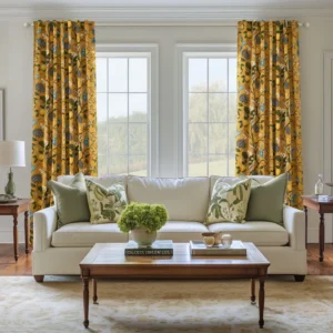 Fancy Hummingbird Patterned Room Darkening Curtain,Rod Pocket Back Tab Floral Drapes,Set of 2 (Set of 2) - Image 2