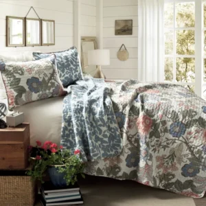 Lush Decor Sydney Floral Reversible Cotton Quilt Set - Image 1